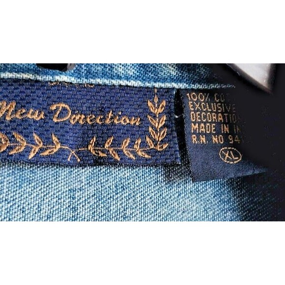 Vintage 90's Womens Embroidered Geometric Denim Jacket Collared XL New Direction - Picture 5 of 11